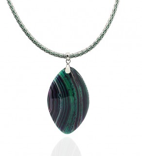 Green Agate Pendant 49x30mm with necklace