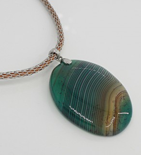Agate Pendant 45x35mm with cowhide necklace
