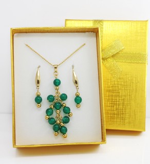 Gold plated Stainless steel Agate jewelry set