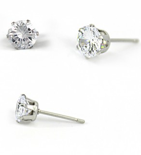 Stainless Steel Earrings 4mm with zircons