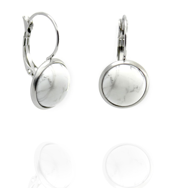 Stainless steel earrings with minerals 12mm