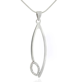 Stainless Steel pendant with zircons and chain