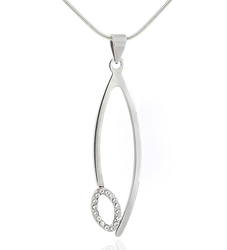 Stainless Steel pendant with zircons and chain