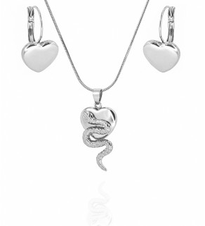 Stainless Steel Jewelry set heart and snake