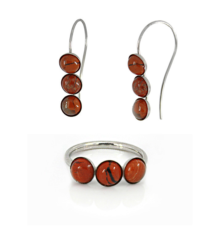 Stainless Steel Rings Jasper Brecciated Stainless Steel Rings Jasper Brecciated