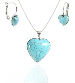 Turquoise souprava šperků srdce