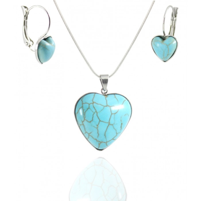 Turquoise souprava šperků srdce