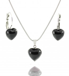 Black Agate jewelry set Heart