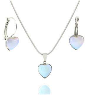 Sea Opal jewelry set Hearts