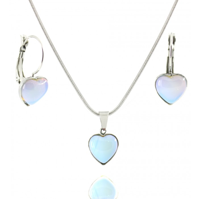 Sea Opal jewelry set Hearts