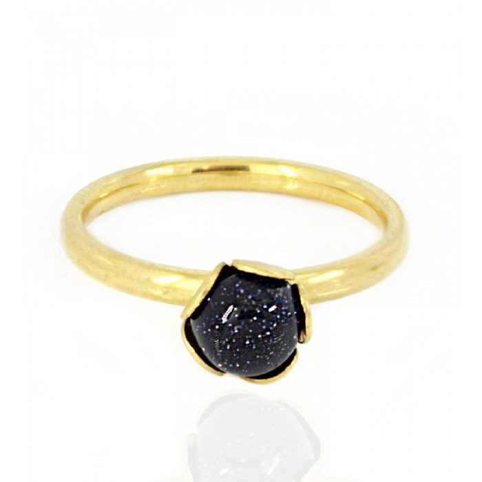 Stainless Steel Ring Gold Stone