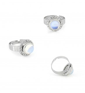 Sea Opal & Zirconia - prsten z chirurgické oceli