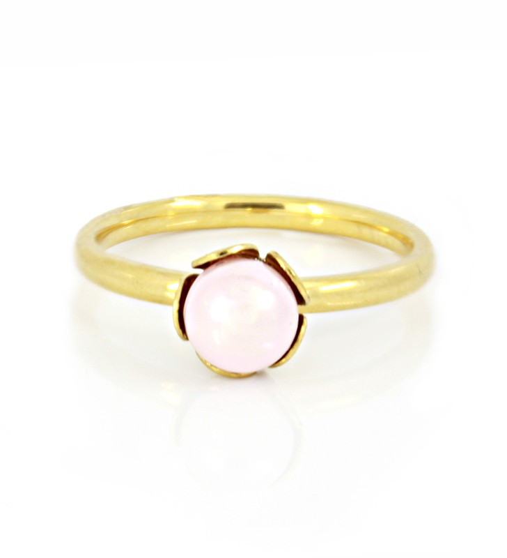 Stainless Steel Ring Pink Pearl