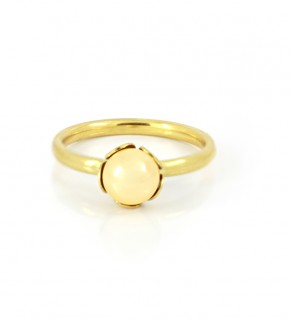 tainless Steel Ring Gold Pearl