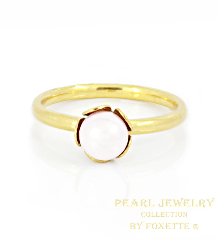 Stainless Steel Ring White Pearl